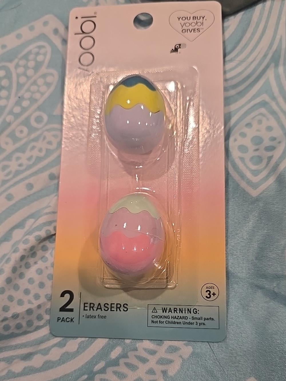 ❤️10/$10 New yoobi Pastel Egg Erasers - 2 Pack (Yellow, Blue, Pink, Lavender)
